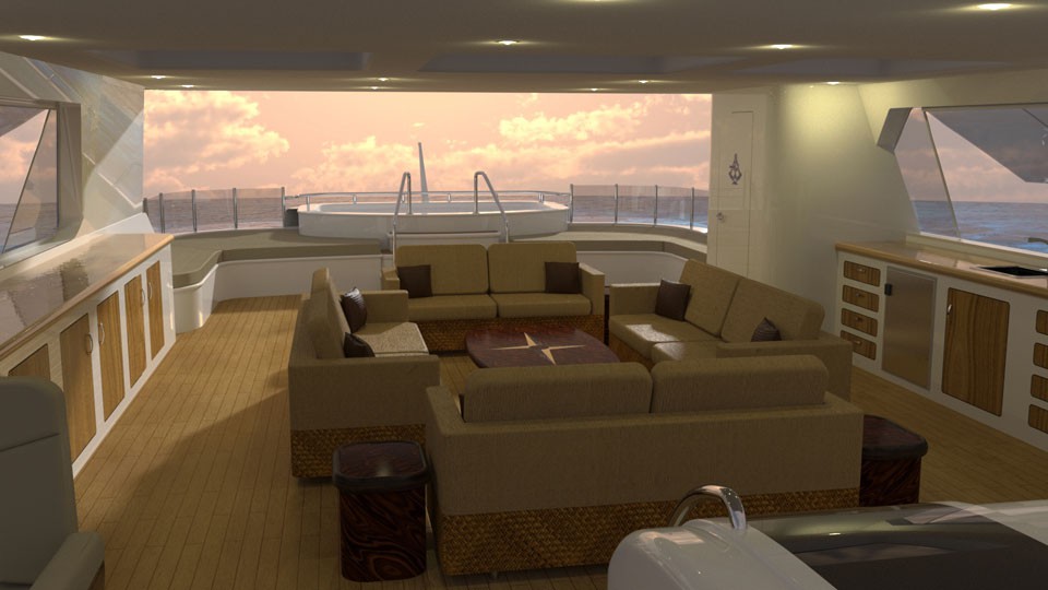 Top Deck on a 50 Meter Luxury Explorer Yacht by CHY Designs