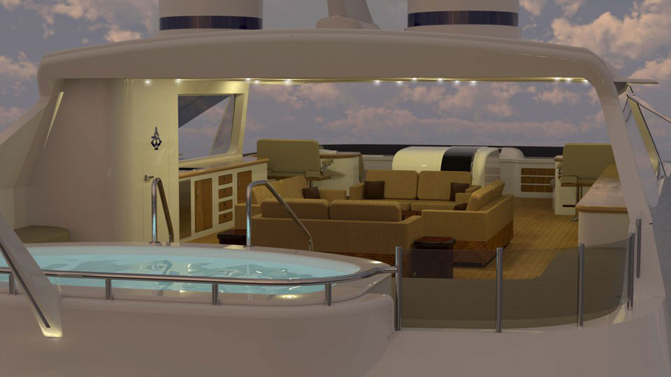Top Deck of a Luxury Explorer Yacht by Trinity Yachts, 50 Meters